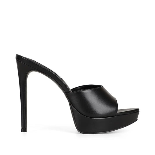 Sofia Platform Mule Black Leather