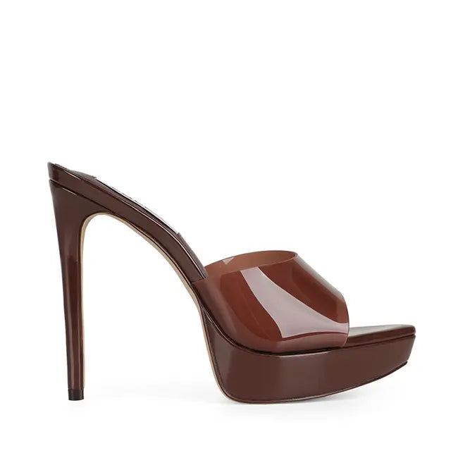 Sofia Platform Mule Brown Vinyl – view 1
