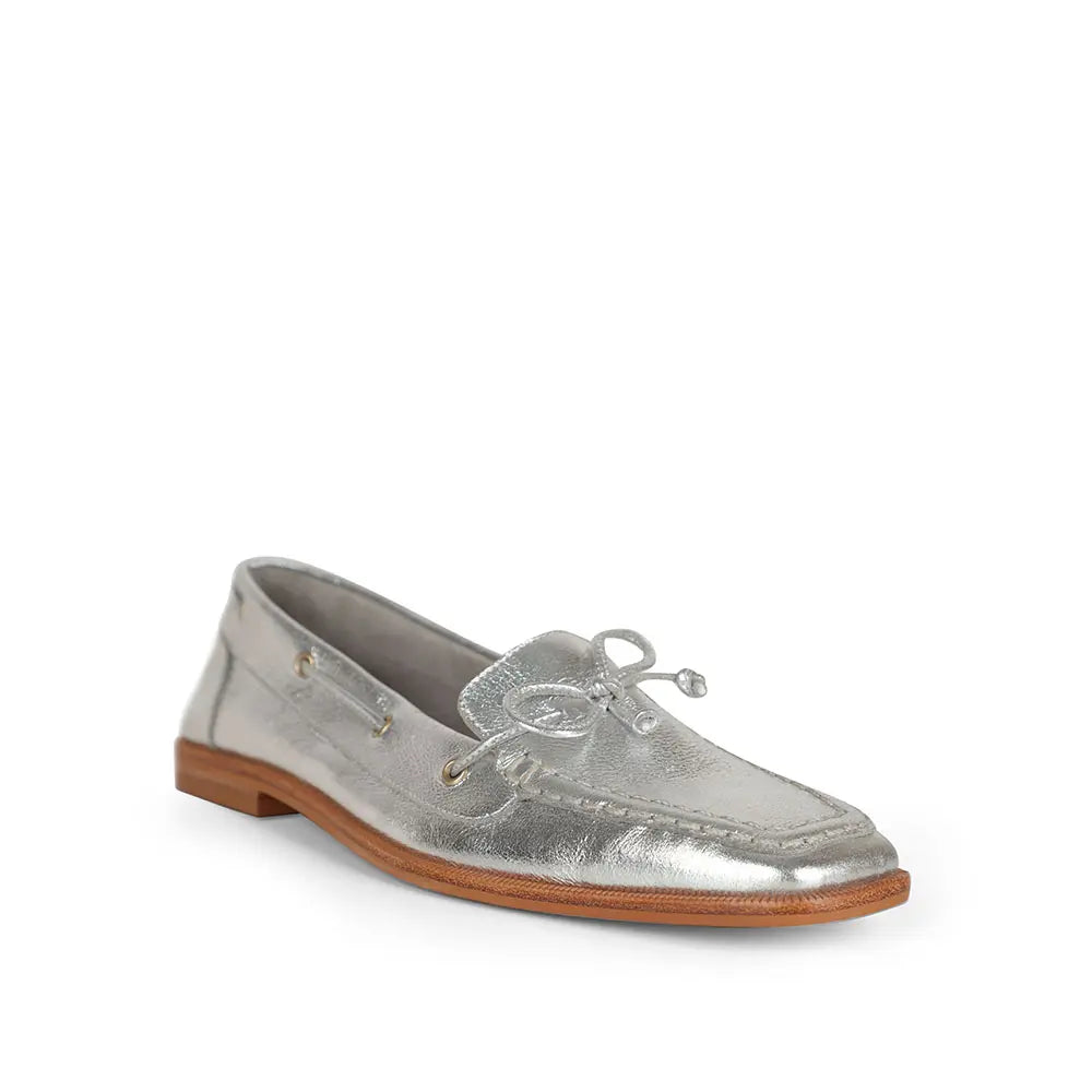 Paris Boat Loafer Silver Leather
