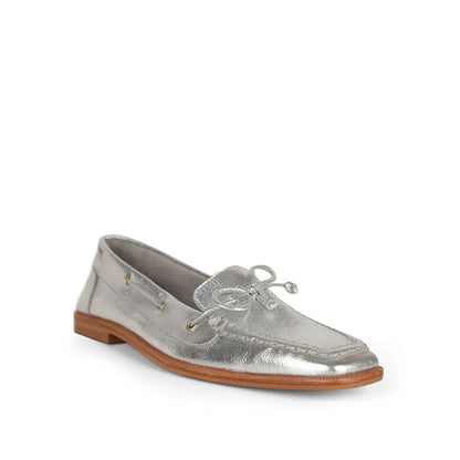 Paris Boat Loafer Silver Leather