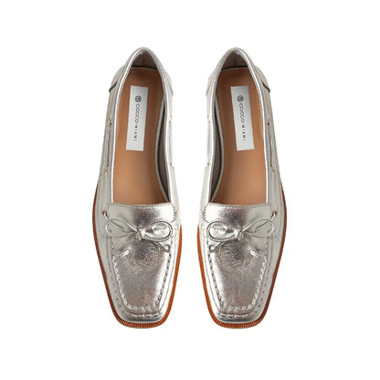 Paris Boat Loafer Silver Leather