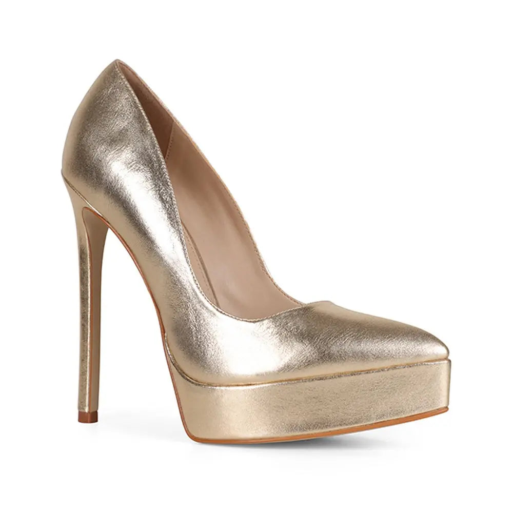 Giulia Platform Pumps Gold Metallic Leather – view 2
