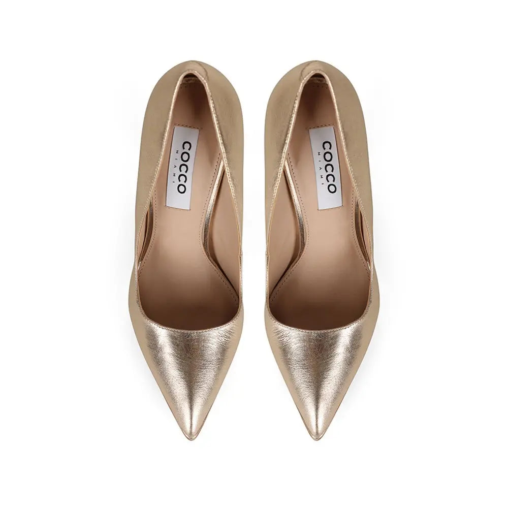 Giulia Platform Pumps Gold Metallic Leather – view 3