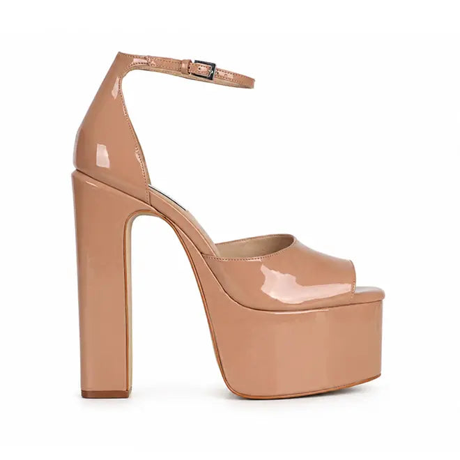 Rayka Platform Sandal Nude Patent Leather