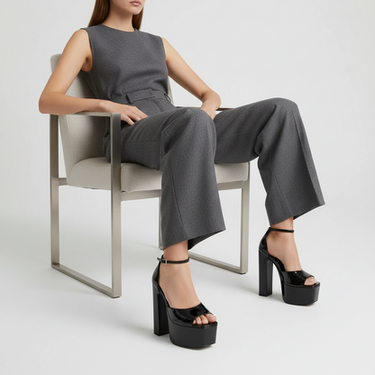 Rayka Platform Sandal Black Patent Leather