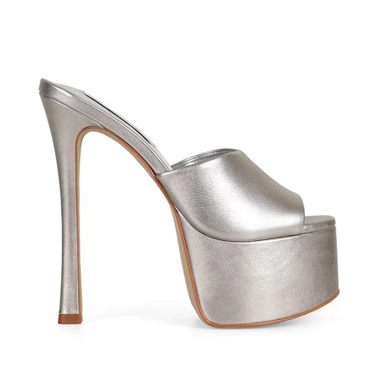 Debbie Platform Silver Metallic Leather