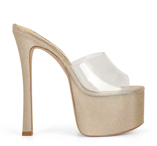 Debbie Platform Transparent Gold Vinyl
