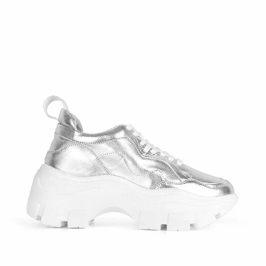 Stacy Sneaker Silver Metallic Leather