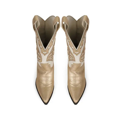 West Boot Gold & Off White Metallic Leather