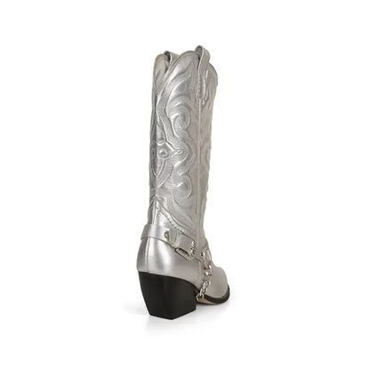 Dallas Boot Silver Metallic Leather
