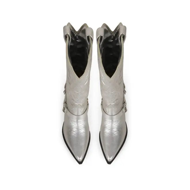 Dallas Boot Silver Metallic Leather