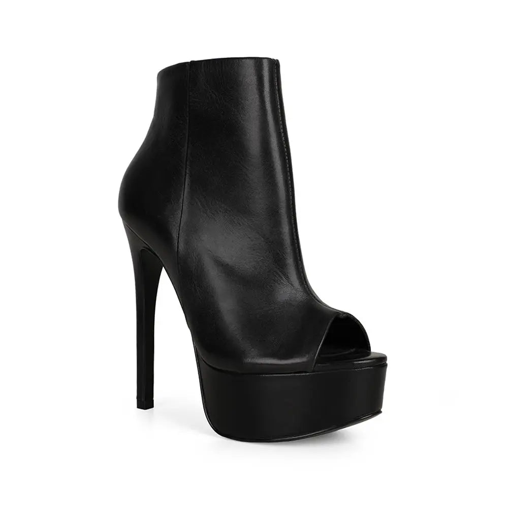 Roxanne Open-Toe Platform Boot Black Leather – view 2