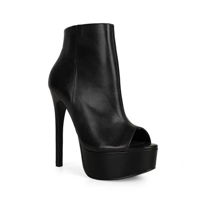 Roxanne Open-Toe Platform Boot Black Leather – view 2