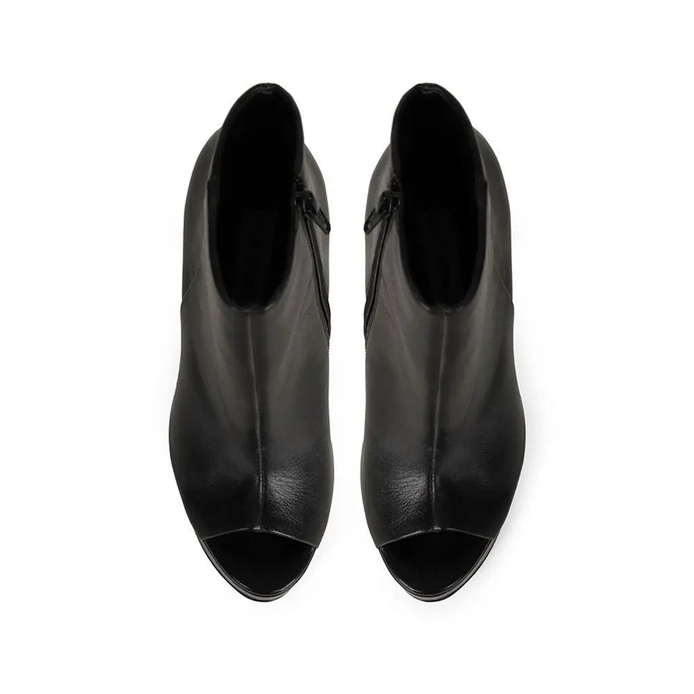Roxanne Open-Toe Platform Boot Black Leather – view 3