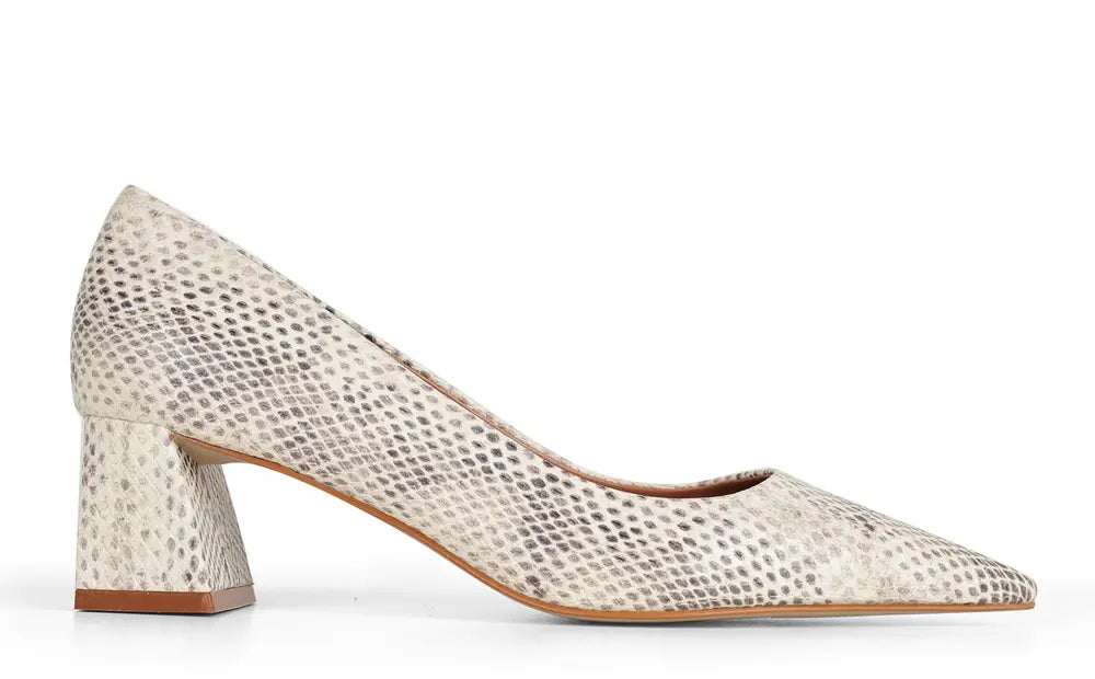 Vesper Block-Heel Pump Light Snake Leather