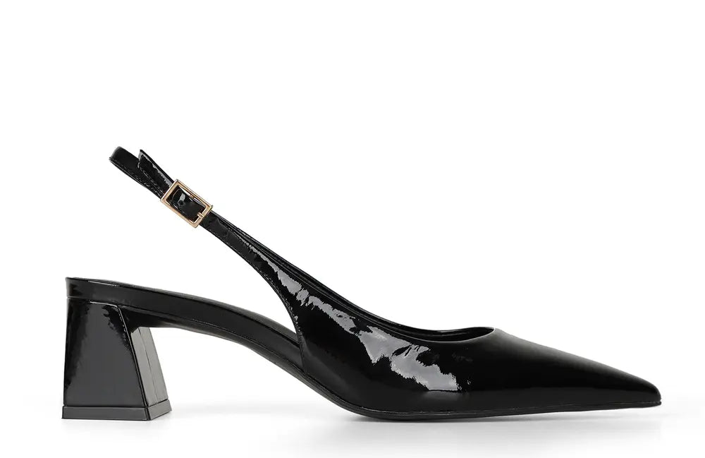 Ritta Slingback Pump Black Patent Leather