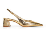 Tacón slingback Ritta de piel serpiente dorada