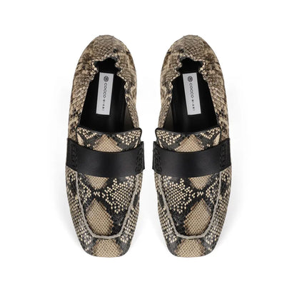 Freya Loafer Beige & Black Snake Leather