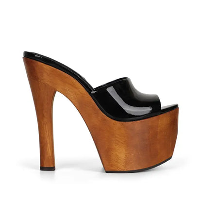 Joana Platform Mule Black Patent Leather