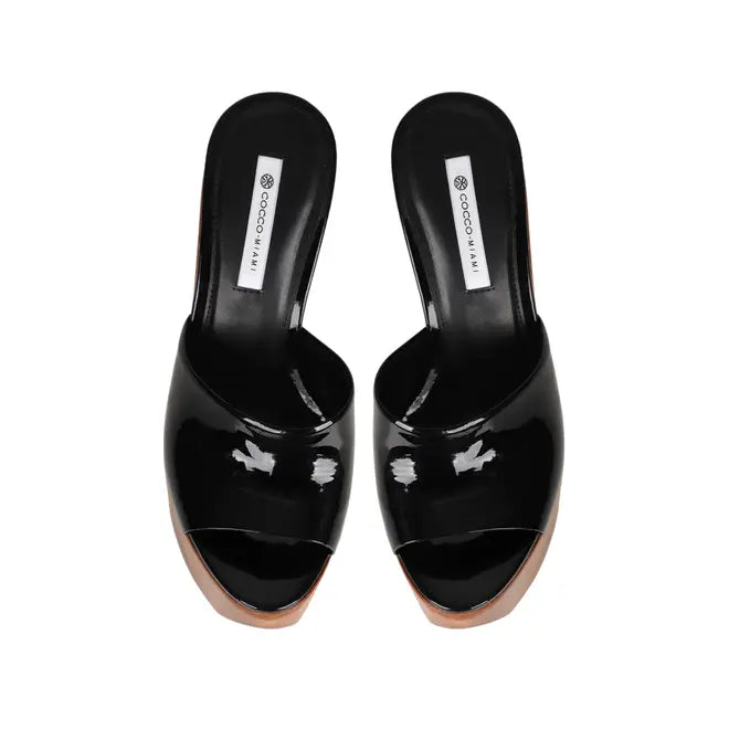 Joana Platform Mule Black Patent Leather