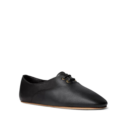 Romy Lace-Up Ballet Flat Black Leather