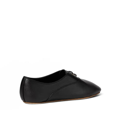Romy Lace-Up Ballet Flat Black Leather