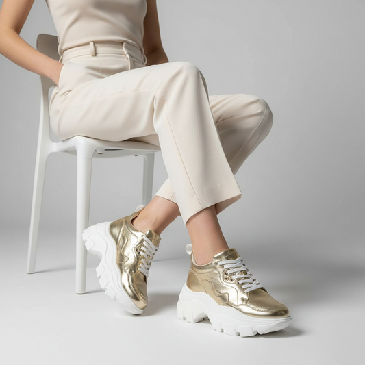 Stacy Sneaker Gold Metallic Leather