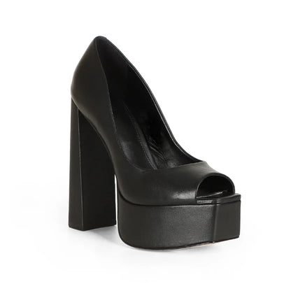 Parker Peep Toe Leather Black, view 3