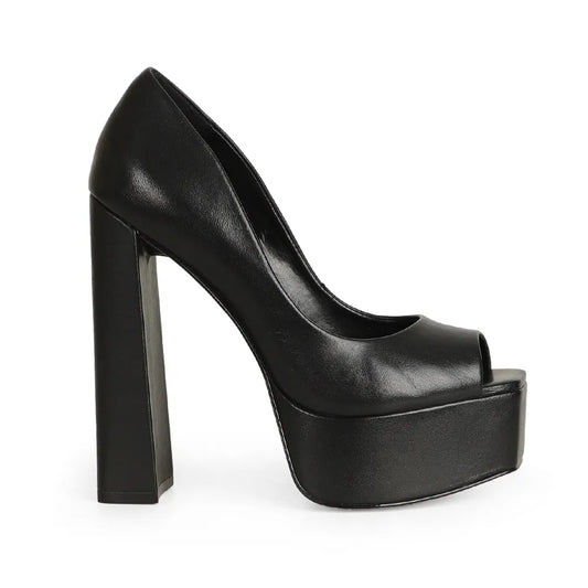 Parker Peep Toe Leather Black