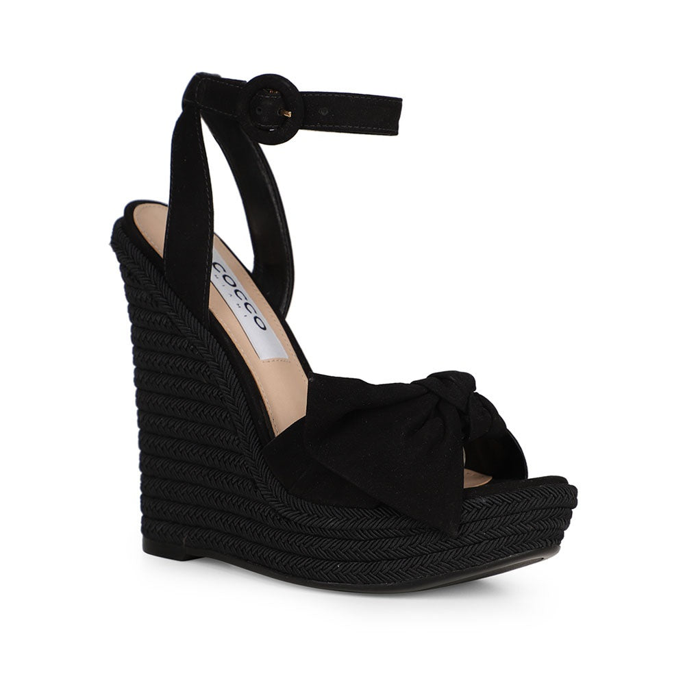 Alana Espadrille Wedge Black Suede