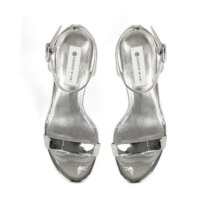 Ananda Platform Sandal Silver Patent Leather, view 4