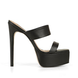 Arianna Platform Black Leather