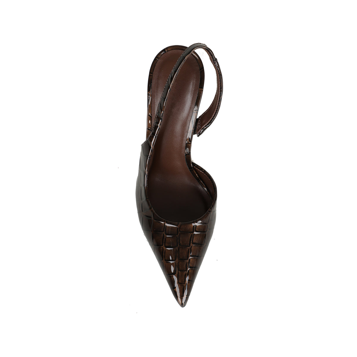 Tacón slingback Athena croco verde oliva