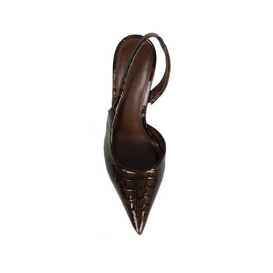 Tacón slingback Athena croco verde oliva