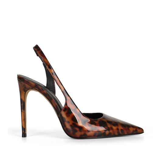 Tacón slingback Athena de charol leopardo