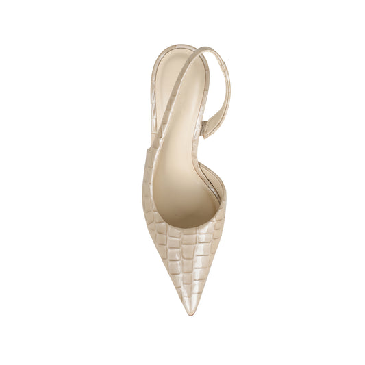 Tacón slingback Athena croco hueso