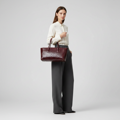 Bellagio Ostrich Cherry leather bag, view 2