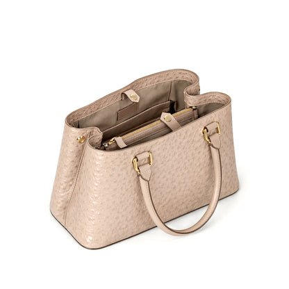 Aurora Ostrich Off White leather bag, view 5