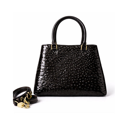 Aurora Ostrich Black leather bag