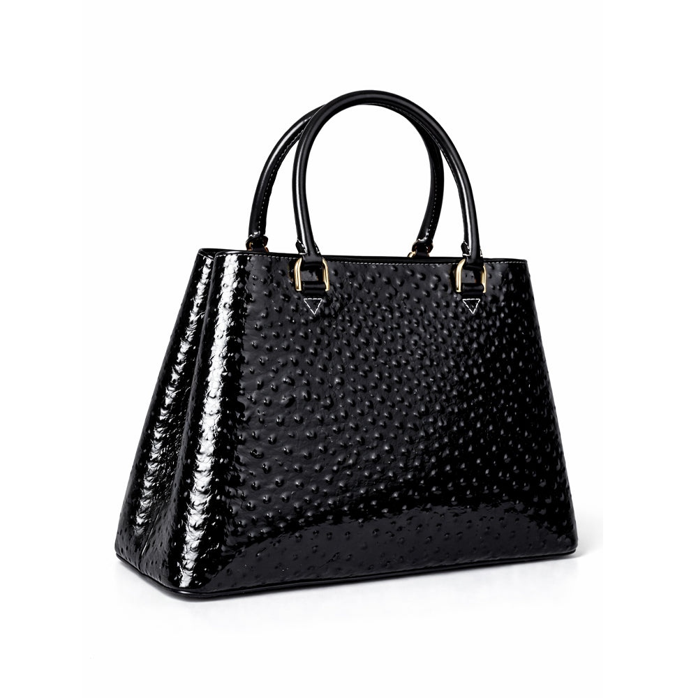 Aurora Ostrich Black leather bag
