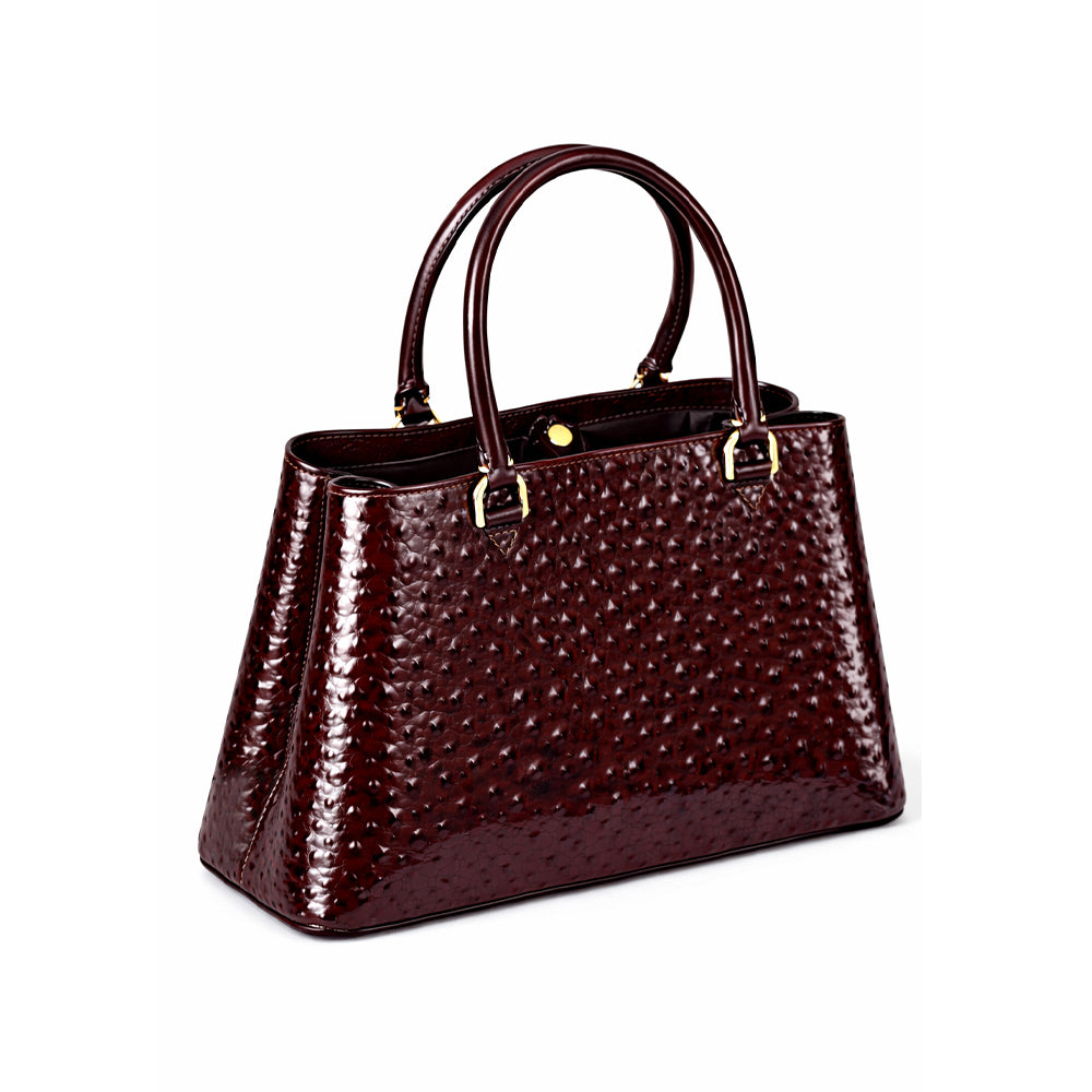 Aurora Ostrich Wine leather bag