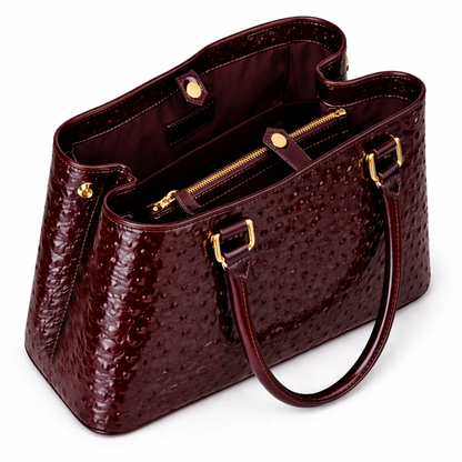 Aurora Ostrich Cherry leather bag, view 5