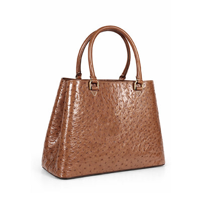 Aurora Ostrich Brown leather bag, view 3