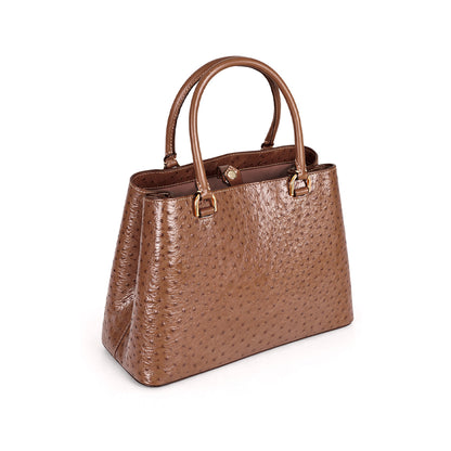 Aurora Ostrich Brown leather bag, view 4