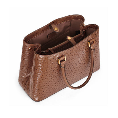 Aurora Ostrich Brown leather bag, view 5