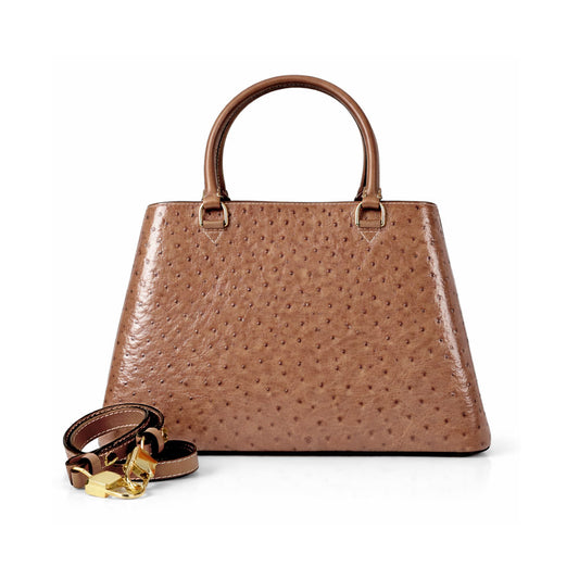Aurora Ostrich Brown leather bag