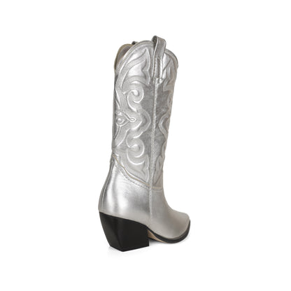 West Boot Silver Metallic Leather