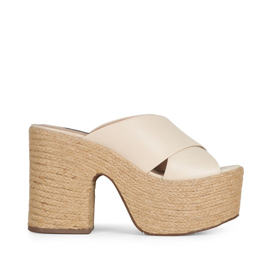 Bianca Jute Platform Mule Off White Leather