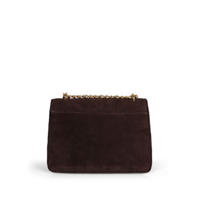 Blair brown suede bag, back view