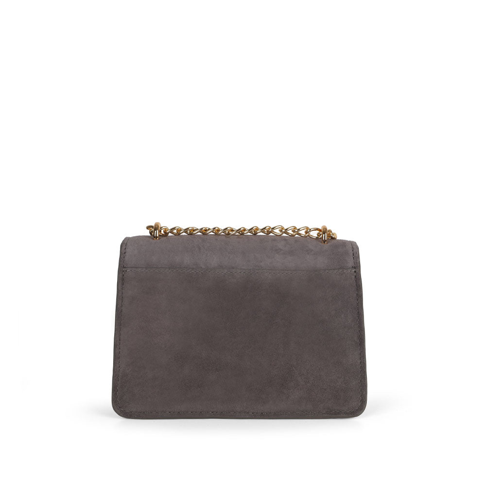 Blair gray suede bag, back view